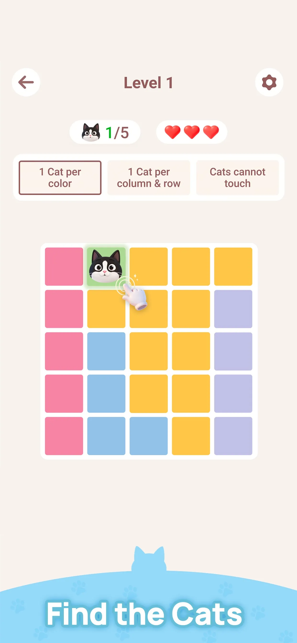 Official App Store screenshot of a Meowdoku board